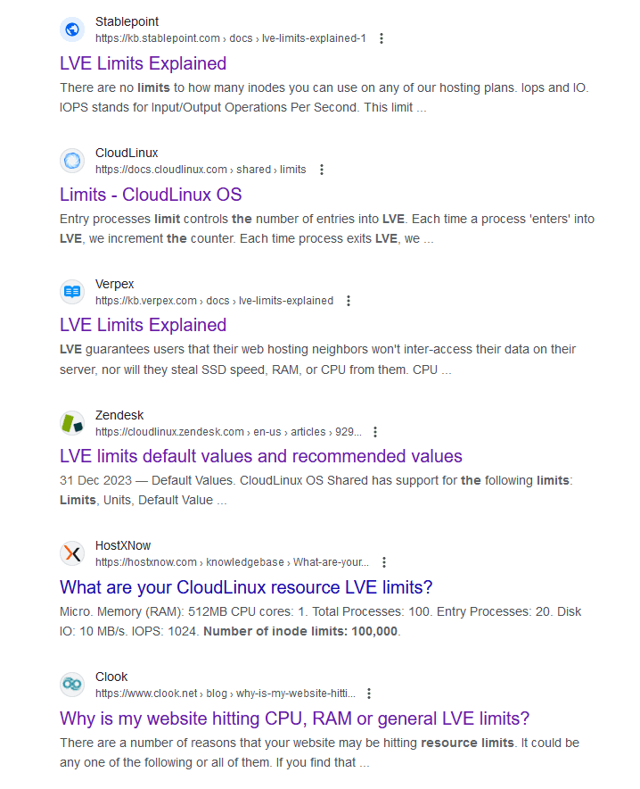 Google-Search-LVE-Limits