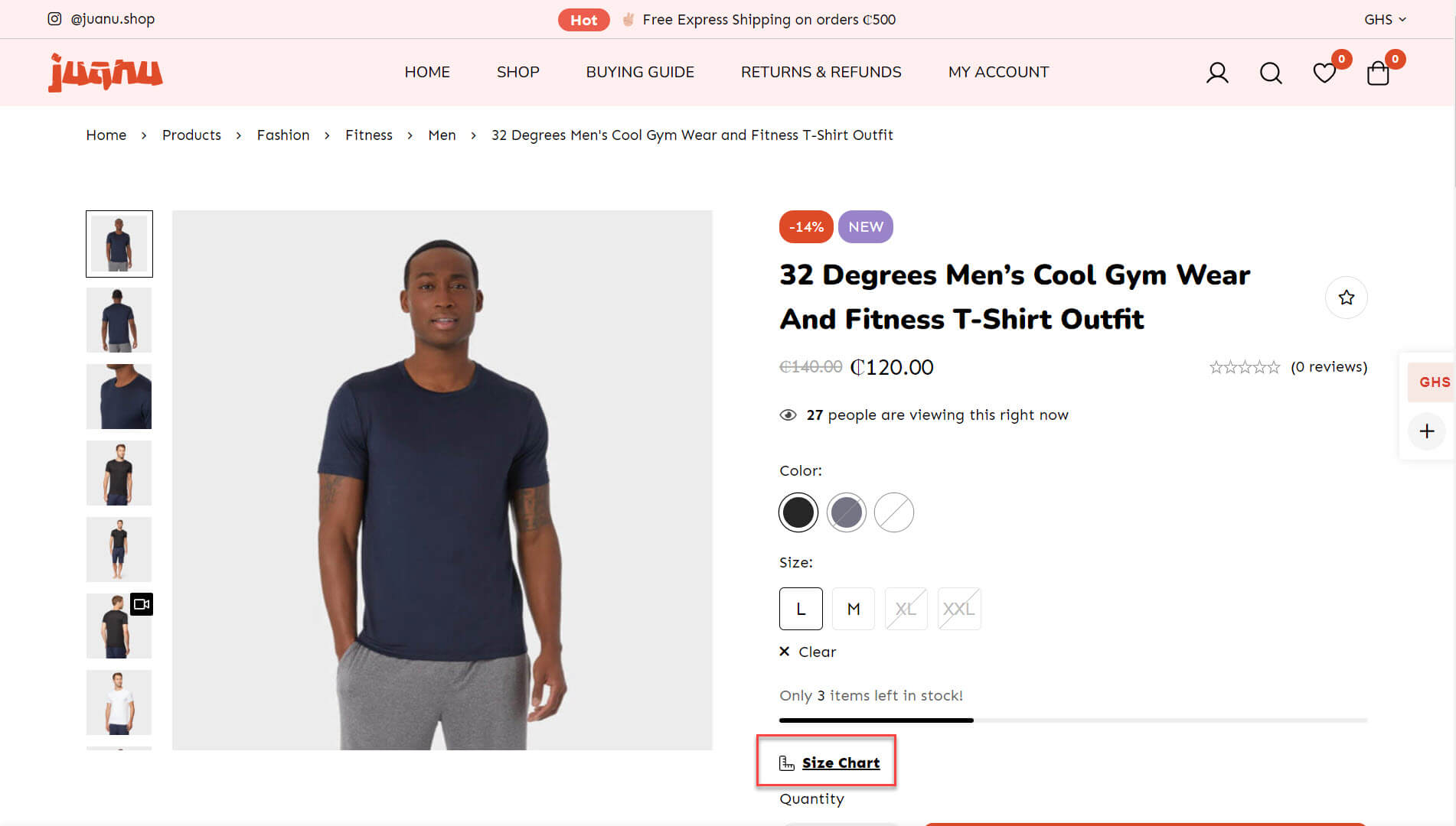 Size Guide and Product options